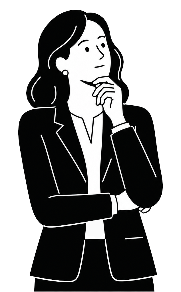 Ilustración de una mujer pensativa.