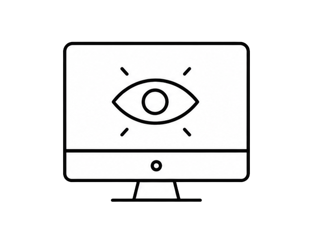 Ilustración de un icono de un computador y un ojo en la pantalla.