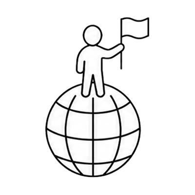 Ilustración de una silueta encima del globo terraqueo.