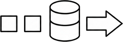 Ilustración de cuadrados que se pasan por una base de datos.