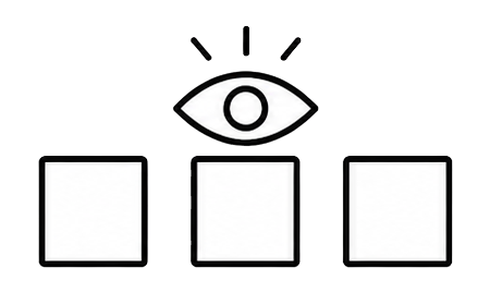 Ilustración de tres cuadrados y un ojo.