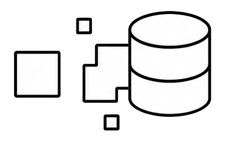 Ilustración de cuadrados y una base de datos.