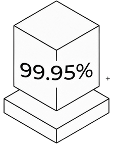 Icono de un cubo con el número 99.5%.