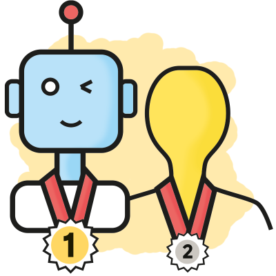 Imagen de un bot con una medalla de No. 1 y el ser humano No. 2.